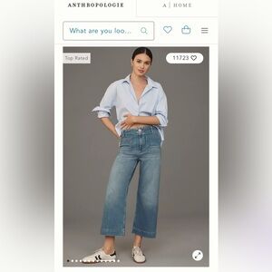 Maeve Anthropologie The Colette Cropped High Rise Wide Leg Jeans Size 26 Denim